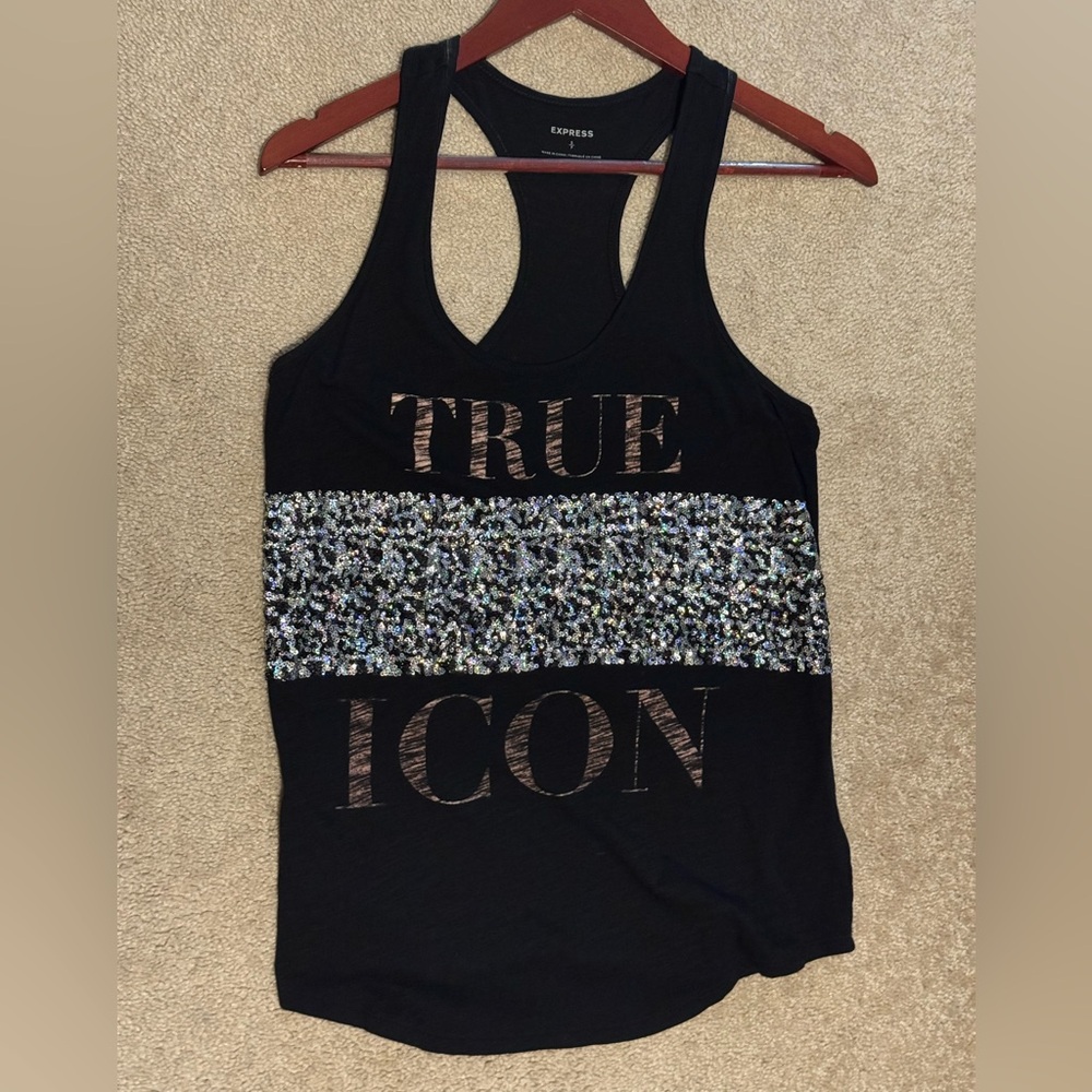 Express Sequin 'True Icon' Tank Top